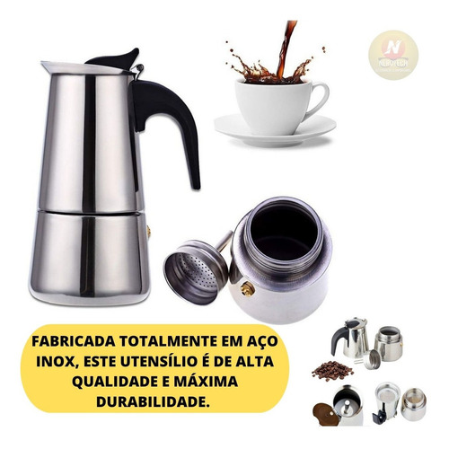 Cafeteira Italiana Inox Premium 6 Xicaras Melhor Cafeteira