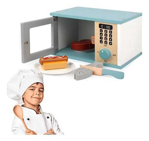 Juego Horno Microondas De Madera Juguete Didactico Niños 