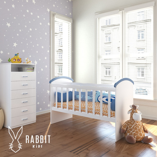 Cuna Fija Tradicional Barrotes P/ Colchón 60x120 Rabbit Kids