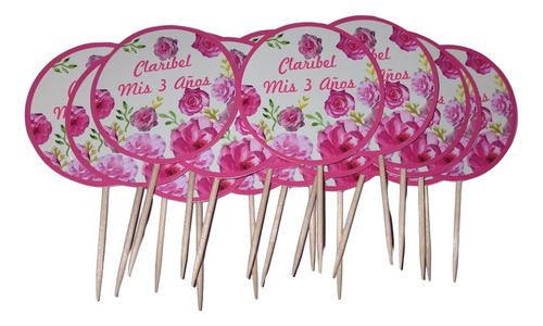Cotillon Personalizado Flores Rosa Con Bolsitas 15 Invitados