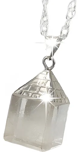 Colgante De Pirámide De Cuarzo Cristal En Plata Fina