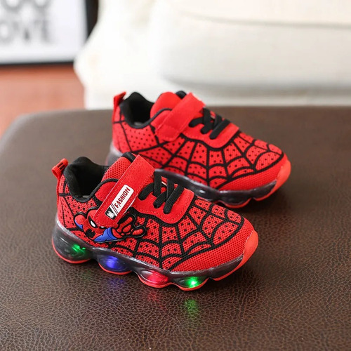 Zapatos Deportivos De Spider Man Con Dibujos Animados Brilla