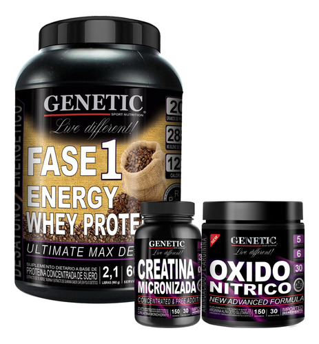 Aumento Muscular Whey Proteína F1 Arginina Creatina Genetic