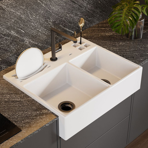 Cuba Farm Sink Dupla Com Calha Gourmet 77 Cm Fazenda