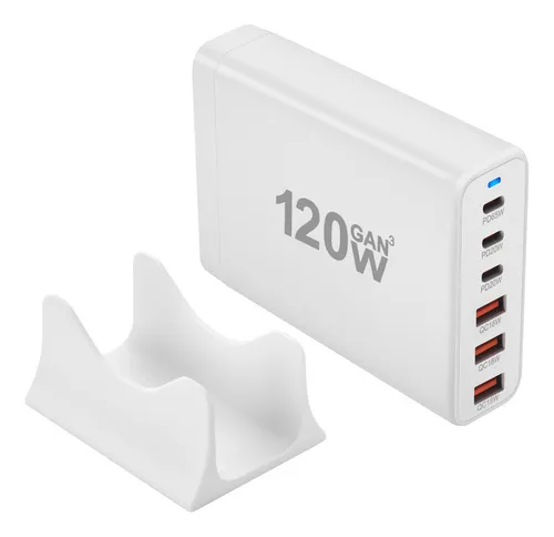 Cargador Gan De 120 W Y 200 W, 6 Puertos, Usb Tipo C, Cargad