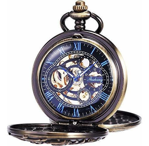 Reloj De Bolsillo Mecánico De Esqueleto Antiguo Para Hombre