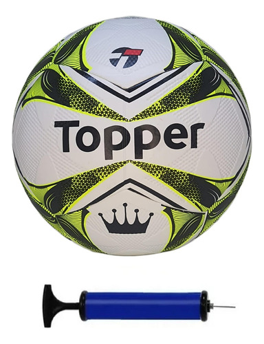 Bola Campo Topper Nova Slick + Bomba De Ar Cor Amarelo