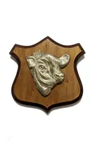 Comprar Escudo De Bronce Vaca Aberdeen Angus Antiguedades Madera 