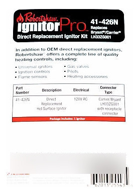 Robertshaw 41-426n Gas Furnace Igniter Of Carrier Bryant Vve