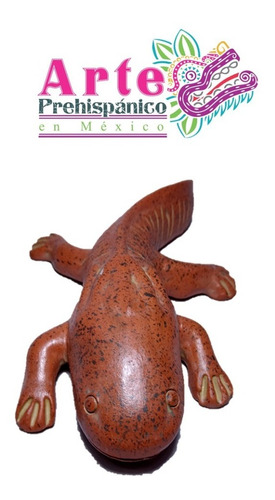 Figura De Barro Axolote Mexicano Prehispánico De  Barro 