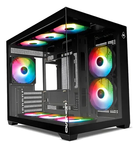 Gabinete Gamer Mancer Cv450, Mini Tower, 9 Fans, Vidro Preto
