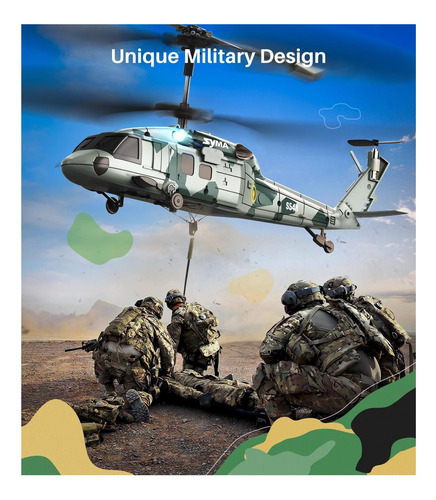 Helicóptero Militar Syma Rc S54h Para Niños Hold De Altitud