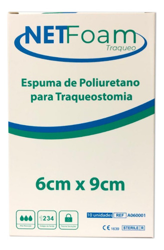 Curativo Espuma P/ Traqueostomia 6x9cm Netfoam - 10 Un