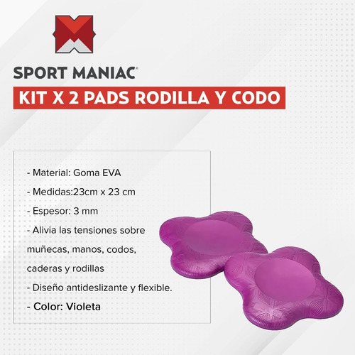 Imagen 2 de 3 de Par De Yoga Pads Amortiguación Rodilla Y Codo Sport Maniac