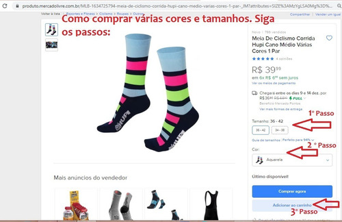 Imagem 4 de 6 de Meia De Ciclismo Corrida Hupi Cano Médio Várias Cores 1 Par