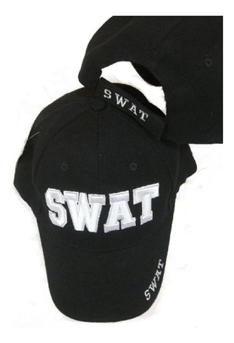 Gorra Ajustable Bordada Swat, Gorra De Béisbol Negra