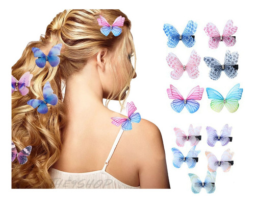 12 Colores Mezcla Mariposa Pasador Moños Para Niñas Moda 3d