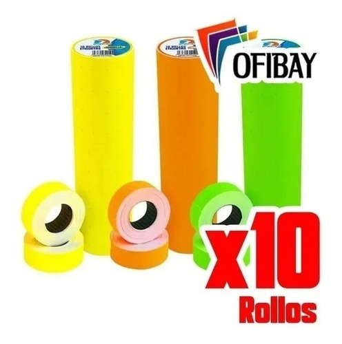 Rollo Etiquetadora Fluo Fluor X10 U Motex Etiquetas Precios
