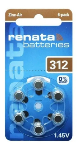 Imagen 4 de 7 de Pilas Audifono Zinc Air Renata 312(pr41) 6 Unidades Alemanas