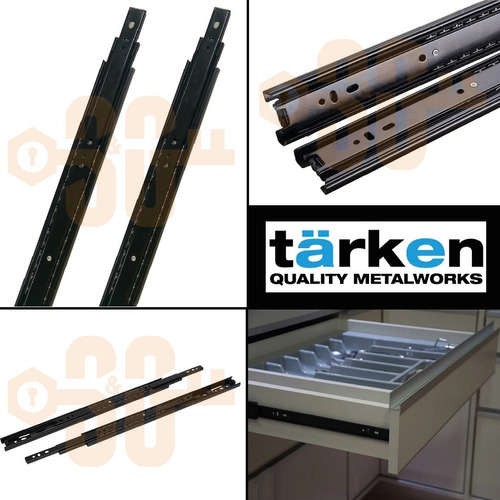 Correderas Telescópicas Tarkën Std 35 Cm Negras Cajón Mueble