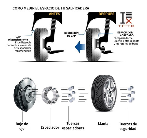 Imagen 5 de 10 de Kit Espaciadores 1.5 PuLG Para Toyota Hilux Tacoma Fj 2022