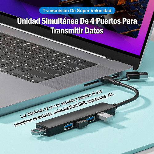 Adaptador Hub Usb 3.0 Ethernet Gigabit Lan 4 Puertos Color Negro