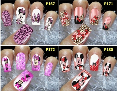 384 Películas Para Unhas 32 Cartelas Adesivos Mickey Minnie