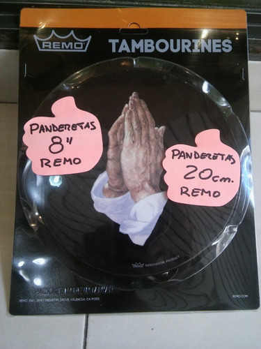 Imagen 2 de 6 de Pandero Remo Tambourin 8 Manos Aplaudiendo Ta-9108-14 Simple