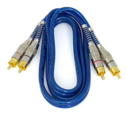Kit 4 Cabo Rca 5 Metros Dupla Blindagem Cobre 1m Azul 5mm