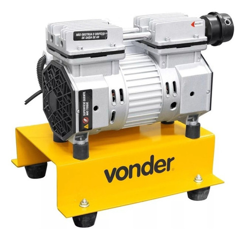 Compressor de ar mini elétrico portátil Vonder 68.28.750 monofásica 0L 750W 220V 60Hz cinza/amarelo