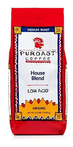 Puroast Low Acid Café Molido, House Blend, Alto Poder Antiox