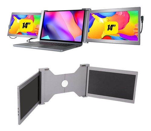 2 Pantallas Para Laptop Portátil Doble Monitor 14'' 1080p