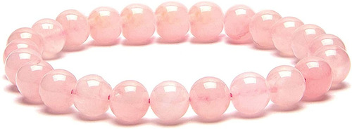 Pulsera Piedra Natural Cuarzo Rosa Circular 8mm