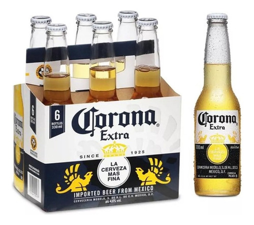 Pack Cerveja Pilsen Corona Garrafa 6 Unidades 330ml Cada