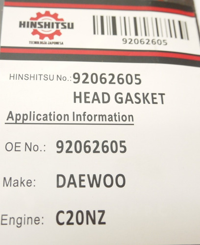 Empacadura Camara Daewoo Nubira, Tacuma 2.0