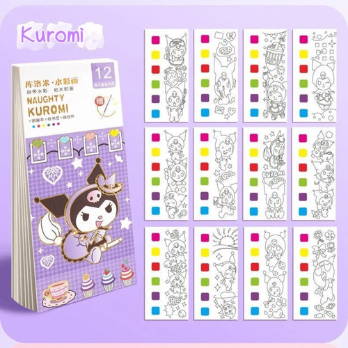 Libreta Para Colorear Acuarela Sanrio Kuromi My Melody