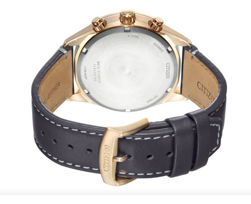 Ca0773-15e Reloj Citizen Cronografo Eco Drive 40mm Gift Set Correa Gris Oscuro Bisel Dorado Fondo Gris Oscuro