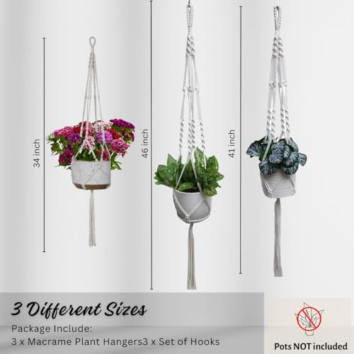 3 Pack Macrame Plant Hanger Indoor Hanging Planter For Plan