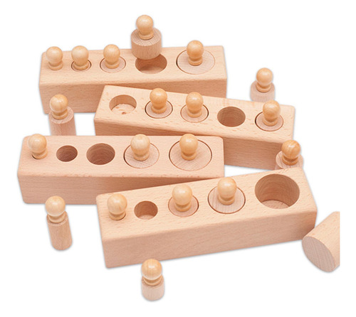 Bloques De Cilindros De Troncos Con Perilla De Madera,