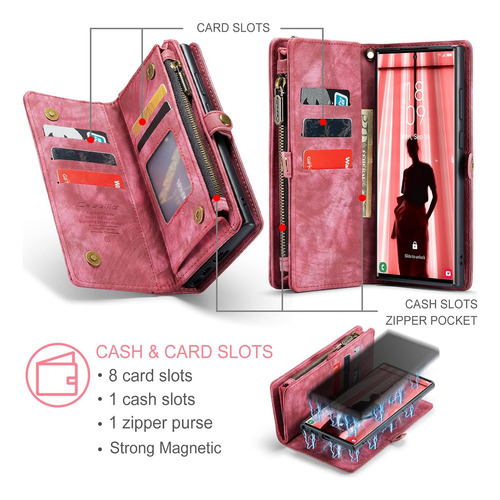 B Funda De Piel Con Tapa For Samsung Galaxy S22 Ultra