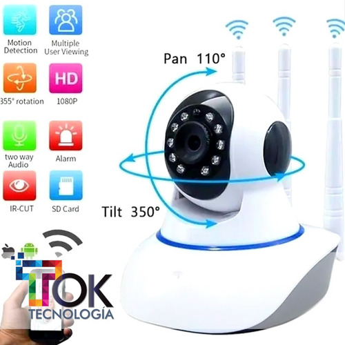 Imagen 2 de 2 de Camara De Vigilancia 3 Antena Wifi + 360 + 1080 Hd +
