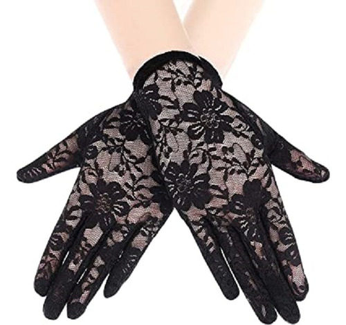 Guantes De Encaje Negro Elegante Mujer Adulto Talla Unica