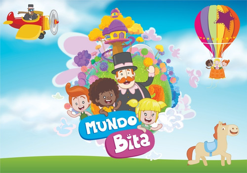 Imagem 2 de 5 de Kit Festa Mundo Bita Painel Poli Banner + Displays Adesivo