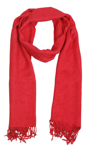 Echarpe Cachecol Jamavar Pashmina Lenço Xale Cor Vermelho Cereja