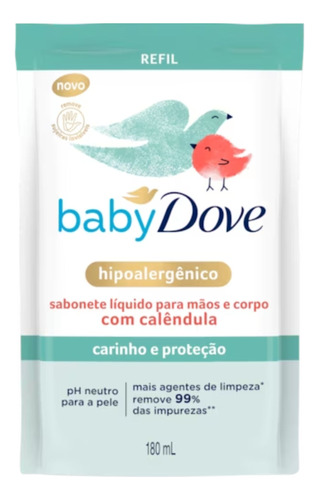 Refil Sabonete Liquido Carinho E Proteção Dove Baby 180ml