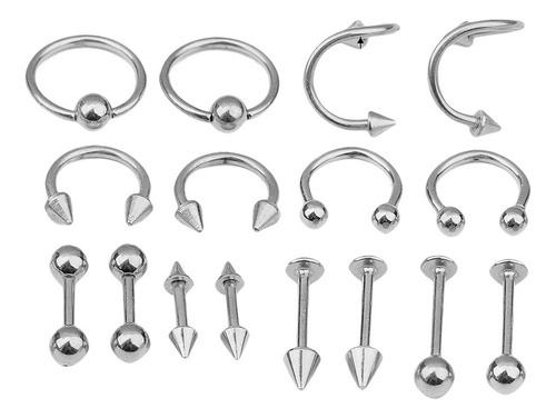 16 / Paquete Aretes De Acero Inoxidable Labret Labio Anillos