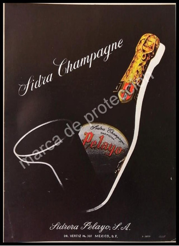Cartel Publicitario Retro Sidra Champagne Pelayo 1959 / Raro