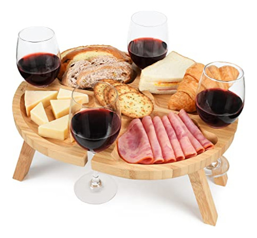 Mesa De Vino Portátil Tirrinia Mesa De Picnic Portátil Con S