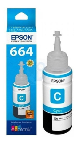 Tanque De Tinta Ecotank Epson 664 Cyan 70ml 6500 Páginas