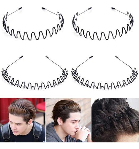 4 Pcs Diadema Hombre Diademas De Metal Onduladas Con